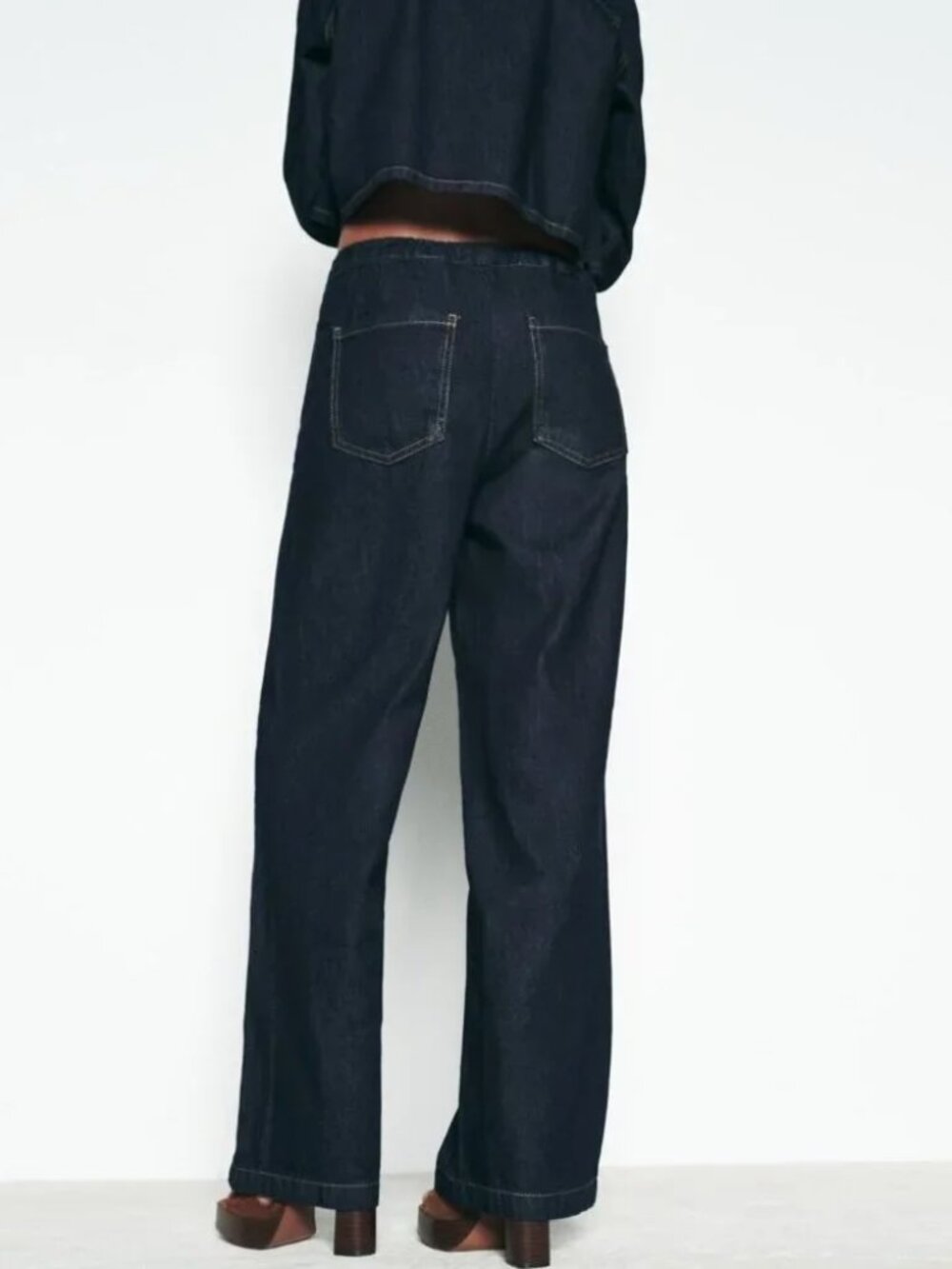 Zara Dark Wash Wide Leg Denim Pants – Size [ 10 ] - Picture 3 of 4